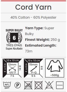 חוט טריקו קורד יארן- CORD YARN – תמונה 2