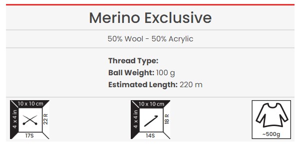 חוט סריגה עם צמר מרינו אקסקלוסיב - MERINO EXCLUSIVE – תמונה 2
