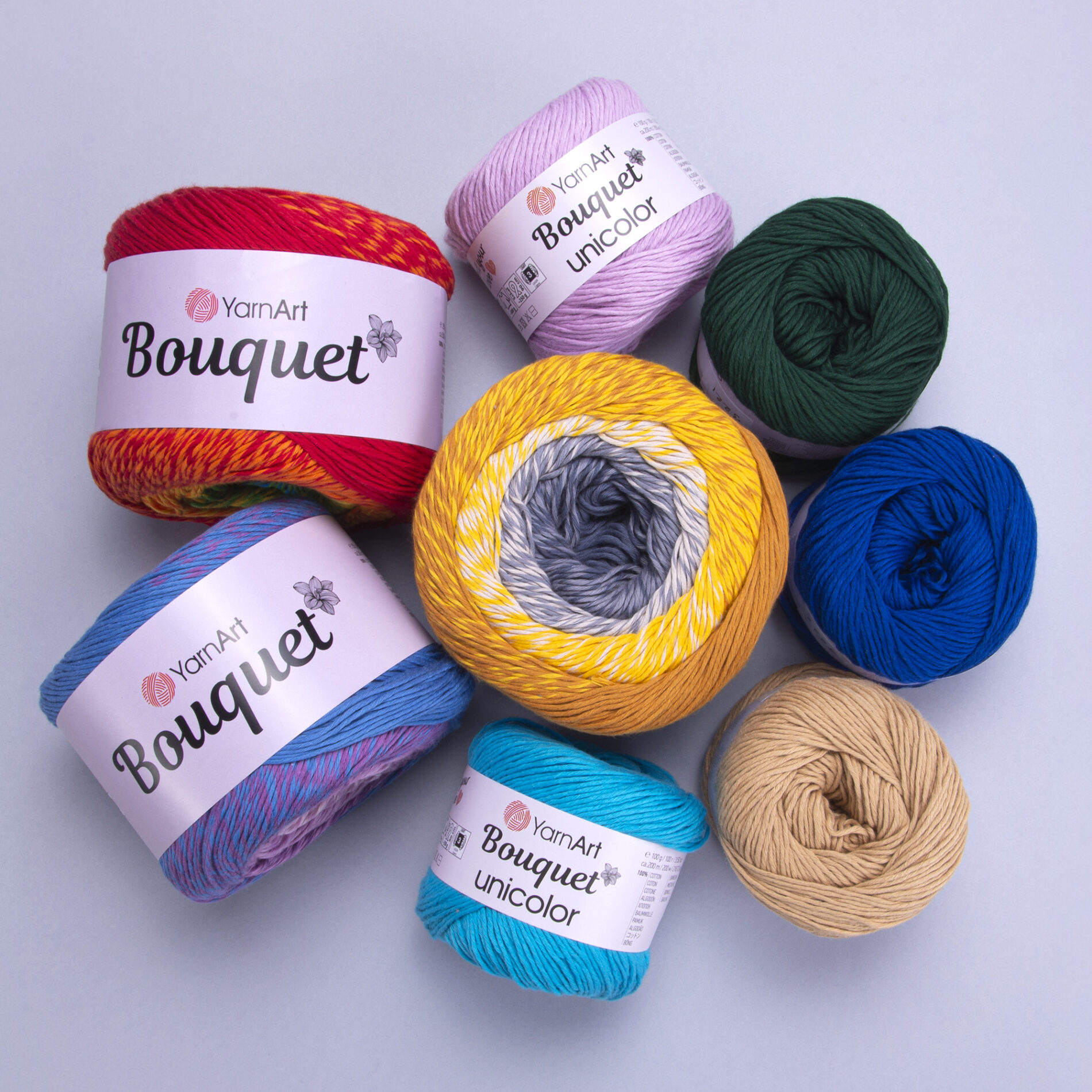חוט כותנה לסריגה בוקט יוניקולור - BOUQUET UNICOLOR – תמונה 4
